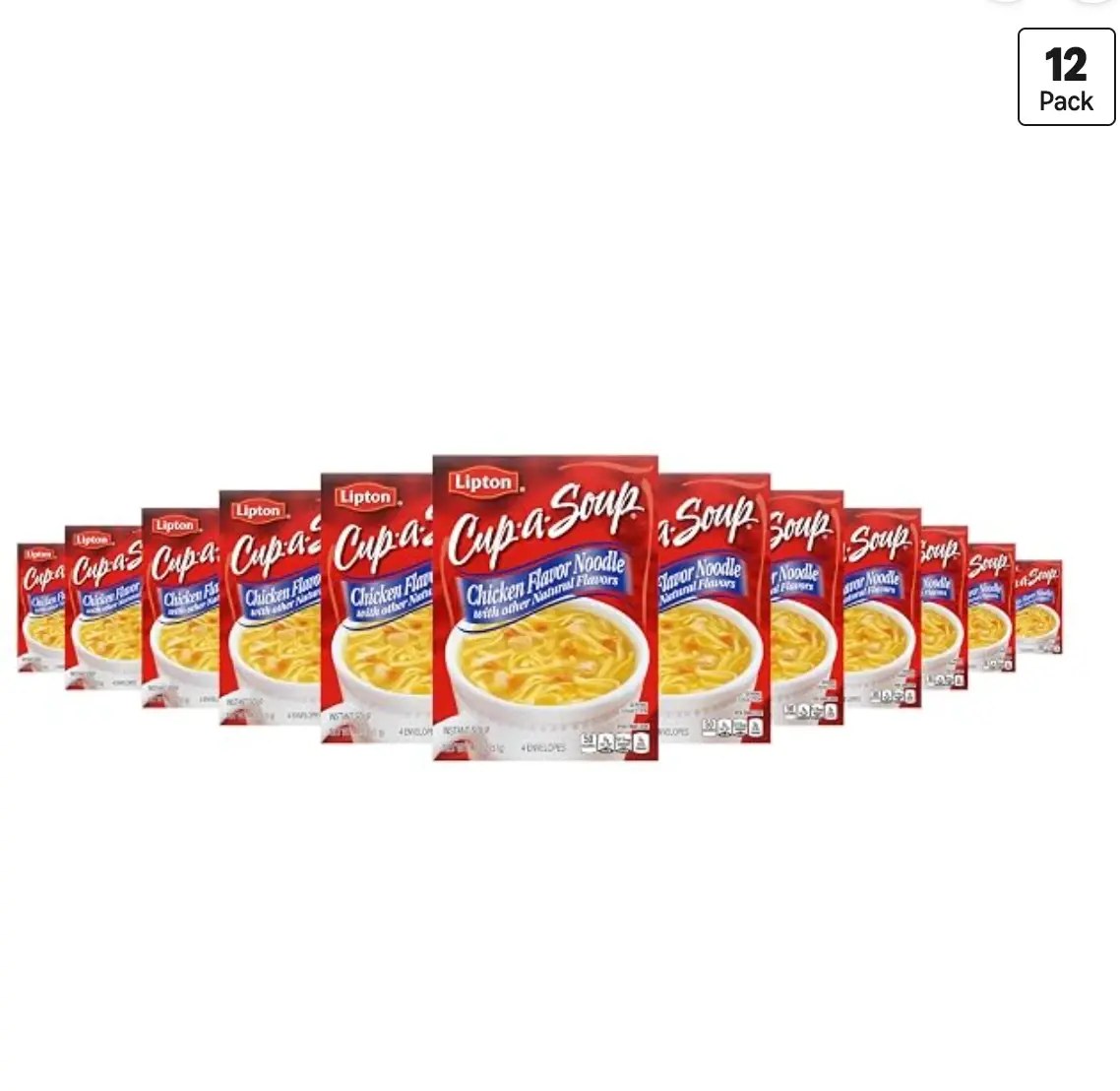 Lipton Cup-A-Soup Chicken Noodle Instant Soup, Pack of 12, 1.8 oz