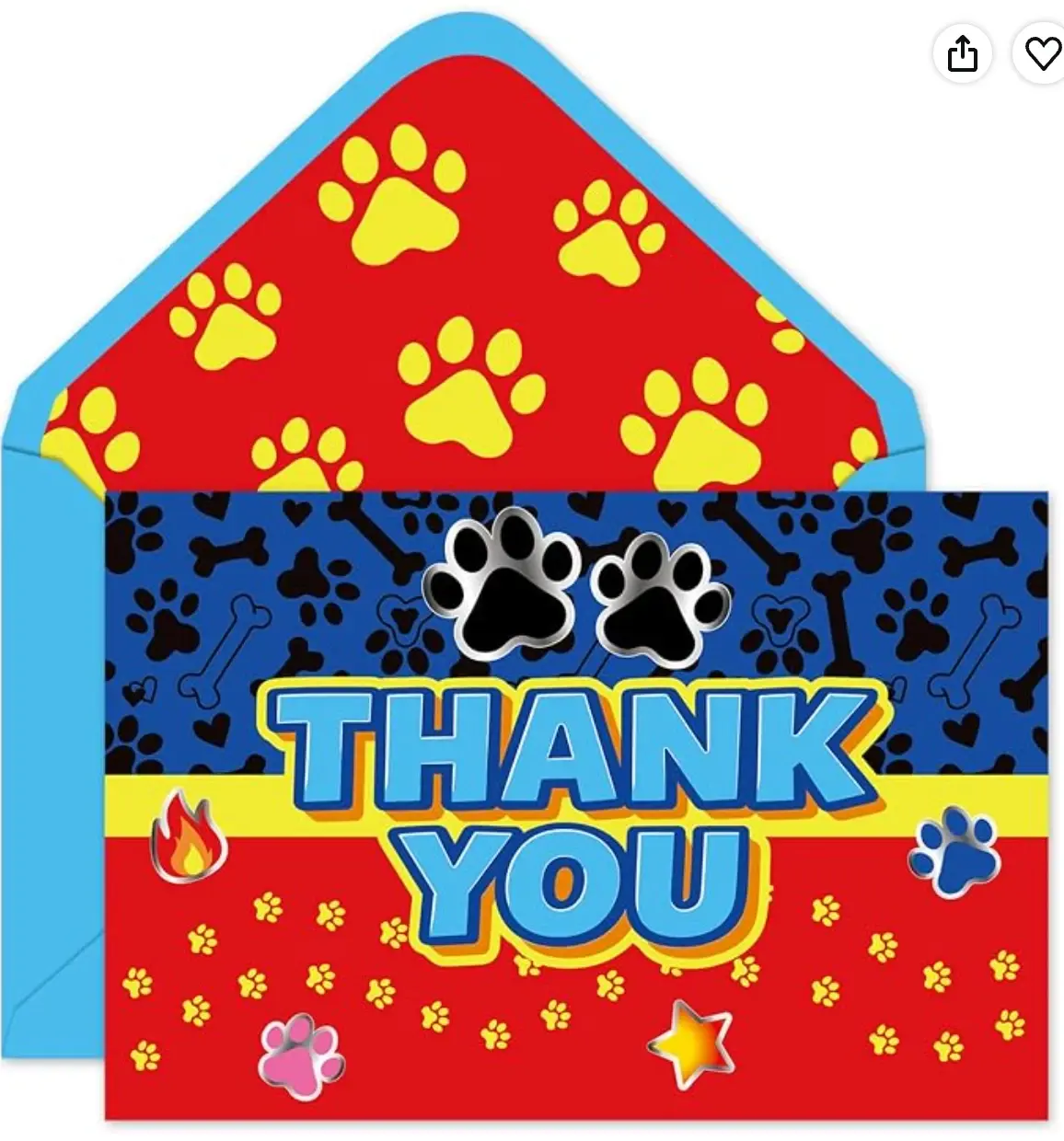 Paw Print Thank You Cards with Envelopes