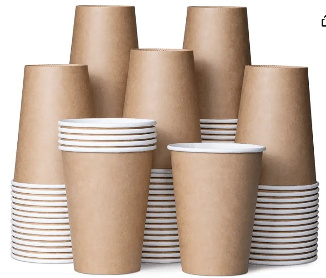 Disposable Coffee Cups, 100-Pack 12-oz Bulk Paper Cups for Hot or Cold Drinks, Kraft Brown Cups for Office, Parties, and To-Go Use