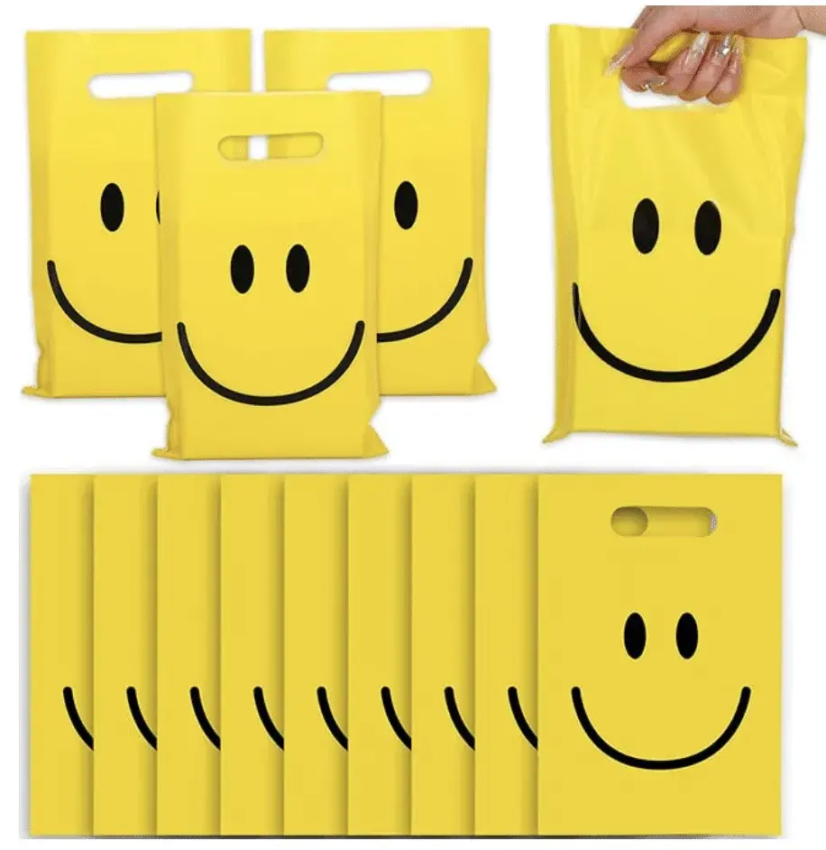 72Pcs Smile Face Party Favor Bags Plastic Gift Treat Bags Candy Treat Bags