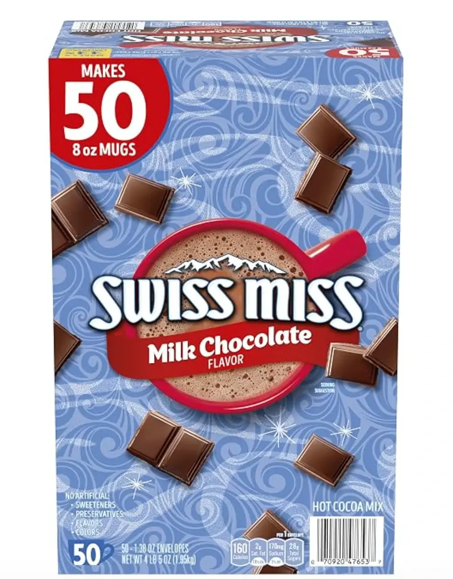 Swiss Miss Milk Chocolate Flavor Hot Cocoa Mix, 1.38 oz., 50-ct | Individually portioned packets