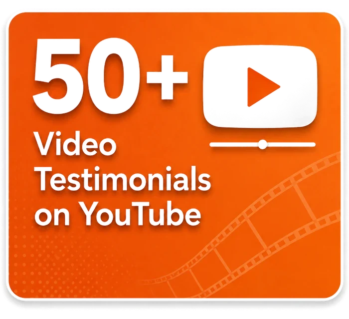 50+ video testimonials on YouTube