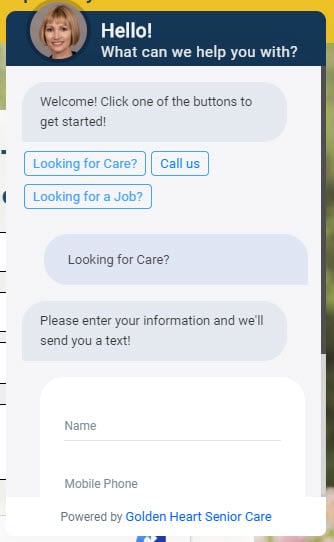 Senior Care Leads thru Website Chat