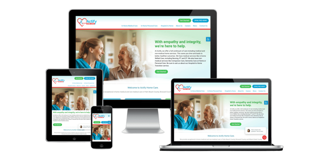 home health care website design actify home health care